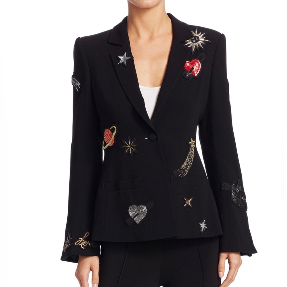 Cinq A Sept Rumi Crepe Blazer With Embellishments
